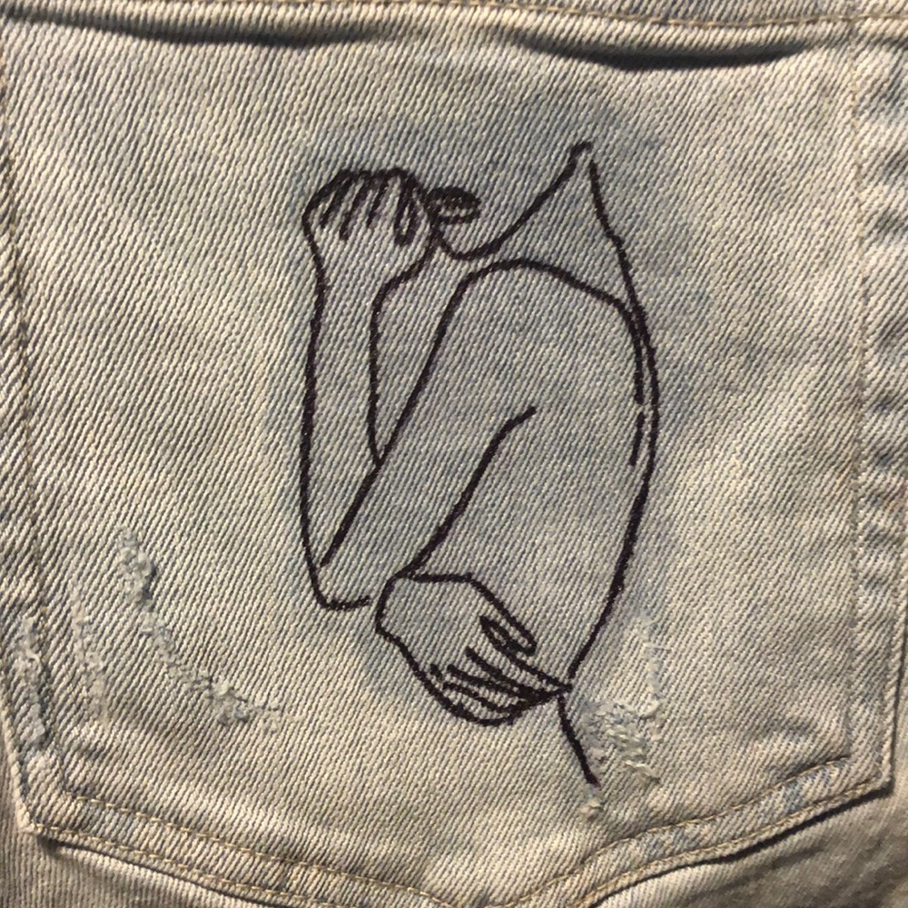 Up-cycled high rise mom jeans
